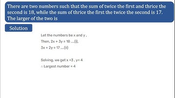 There are two numbers such that the sum of twice the first and thrice the second is 18, while the
