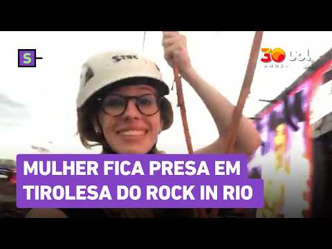 Rock in Rio: Tirolesa trava e mulher fica presa durante show; veja vídeo