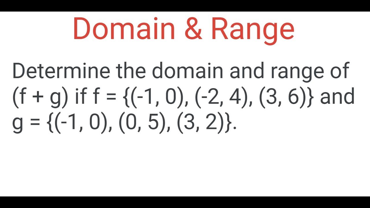 DOMAIN & RANGE Of (f + g) From Given Functions f & g