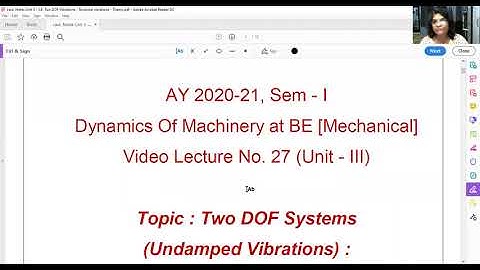 Video DOM Unit 3 : 3.6  Two DOF Systems Torsional Vibrations Theory  by Suneeta Phadkule