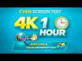 Cyan Screen Test 4K – 1 Hour – Color &amp; Dead Pixel Test