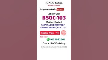 BSOC 103 Solved Assignment PDF 2024-25 in English, BASOH program BSOC-103 Solved assignments