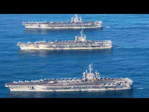 Несокрушимая сила свободного мира. Три авианосца ВМС США в Японском море.