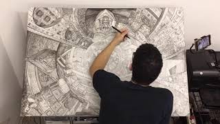 5-point Perspective Drawing Time-lapse - Stage 1 of 4