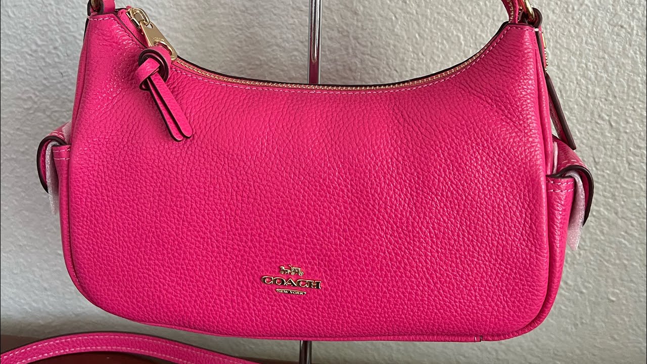 Coach Pennie Shoulder Bag 25 Bold Pink Goldtone Refined Leather with Strap  New