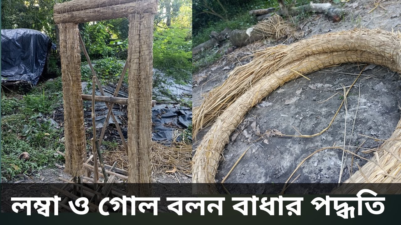 লম্বা ও গোল বলন বাধার পদ্ধতি। দেখে নিন কিভাবে খড়ের সাহায্যে লম্বা ও গোল বলন বাঁধলাম।
