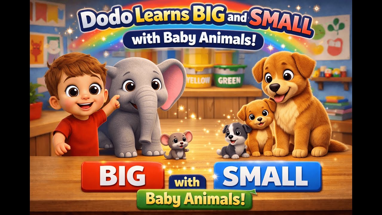 Dodo Learns Big and Small with Baby Animals! 🐘🐭 Fun Learning for Kids