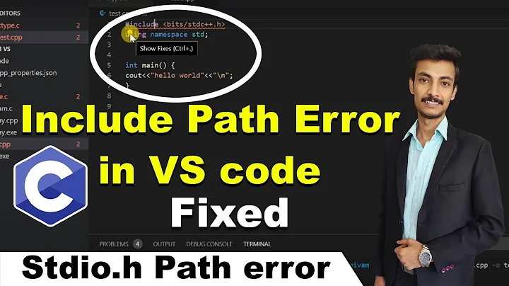 Include Path Error in VS code while running c cpp codes, unable to open stdio.h error in c vs code