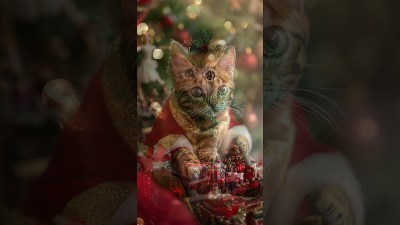 Cute Cats Enjoying Christmas