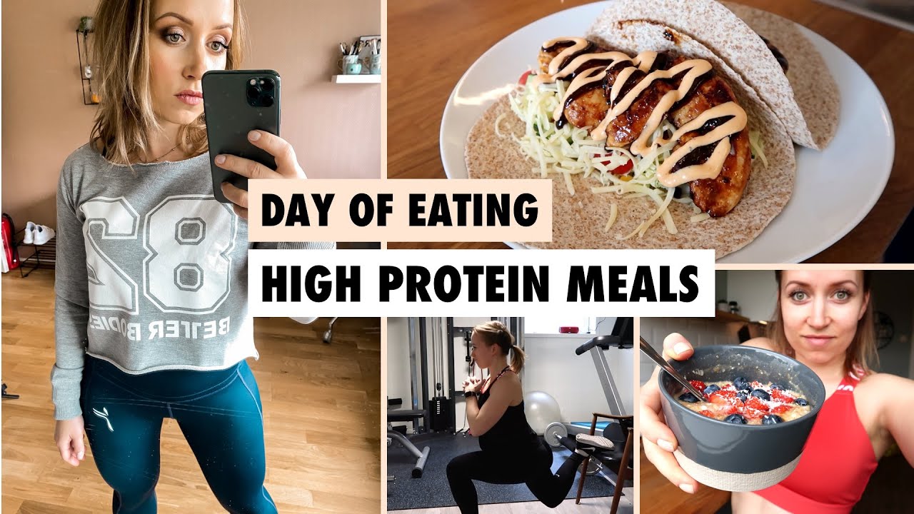 DAY OF EATING | High protein meals & leg day - YouTube