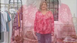 Denim & Co. Heavenly Jersey Printed or Solid Swing Top w/ Pleat Detail on QVC