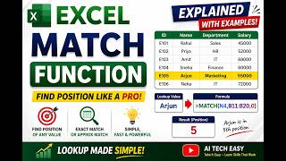 Excel MATCH Function Explained with Examples | Find Position Easily