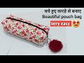 very easy and beautiful pouch sewing tutorial/Best use of clothes foom/DIY Pouch Bag