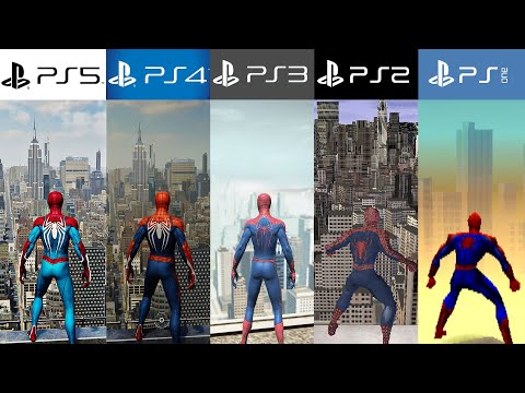 PS5 vs PS4 vs PS3 vs PS2 vs PS1 | SPIDER-MAN - Comparison of Generations and Graphics (4k 60fps)