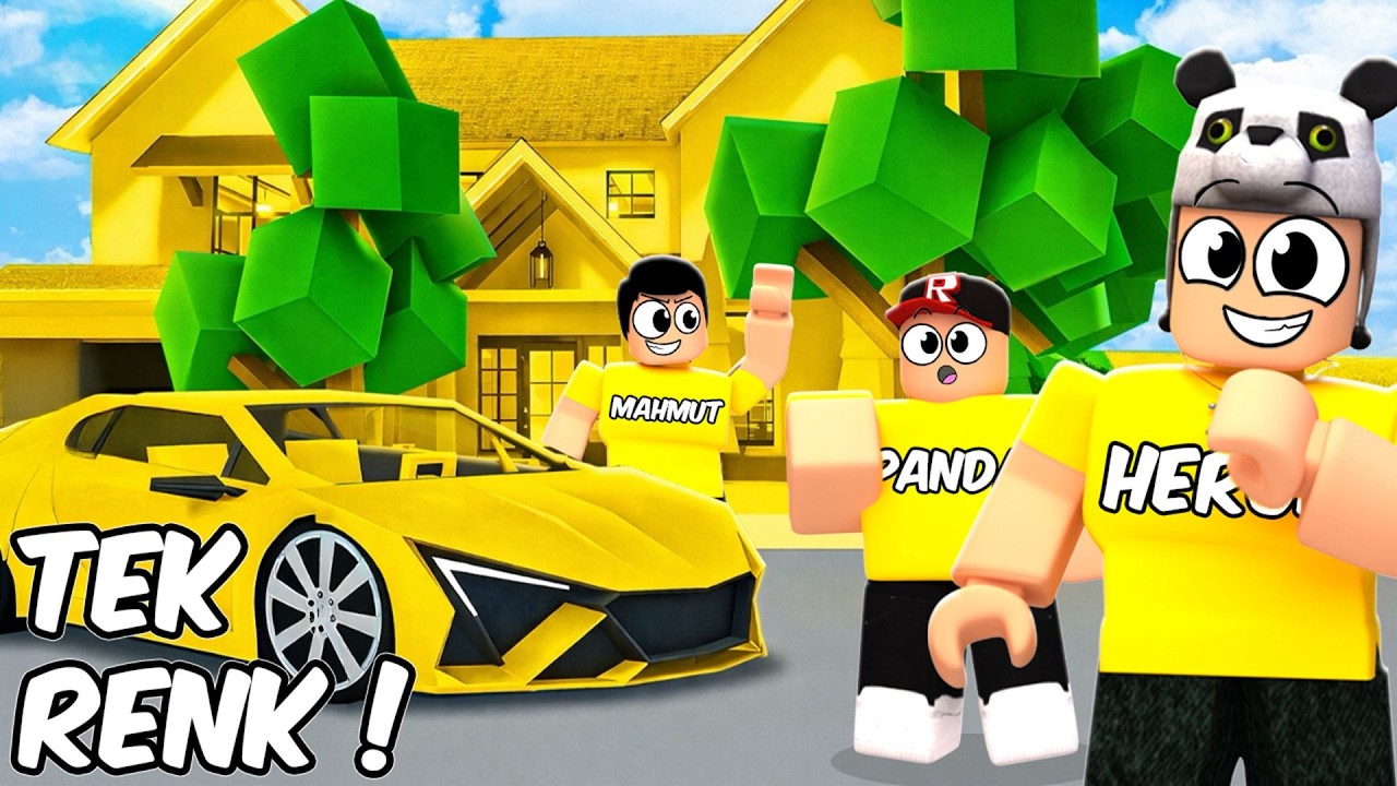 Her Şey SARI Oldu! 24 Saat Böyle Yaşadık! - Roblox Brookhaven