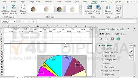 Display the percentage data labels on the active chart.
