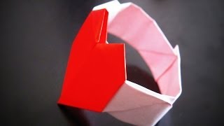 Origami - How to make a Heart-Shaped BRACELET / Bratara Origami