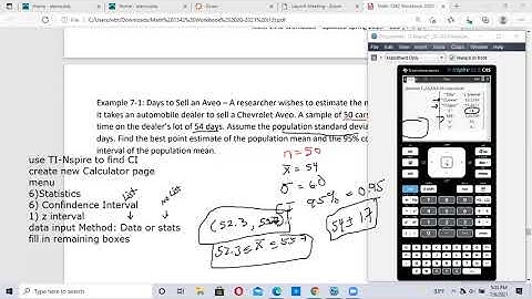 How to Find Confidence Interval using TI-Nspire Calculator section 7.2
