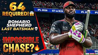 64 Needed 😱 LAST BATSMAN Romario Shepherd vs GT | RCB Impossible Chase? 💀 IPL 2026 #9