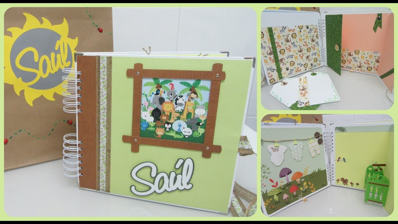 Álbum para bebé - Temática medio ambiental - Animales (Scrapbooking