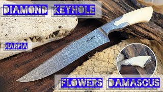 Harpia Knife Making   Diamond Keyhole Flowers Damascus