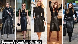 50 Stylish Women's Leather Outfits | Leather Dress Ideas | Leather Trendy Dress |@WomenFashion671