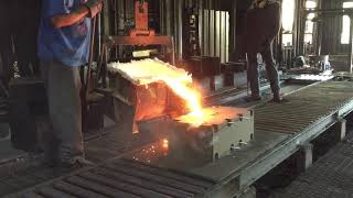 Pouring Iron 3D Printed Sand Mold, 1926 Alvis Head