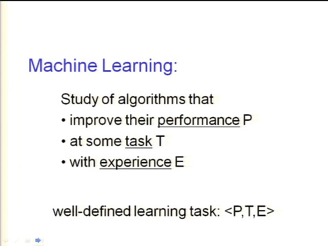 What's Machine Learning? First definition and one example. Tom