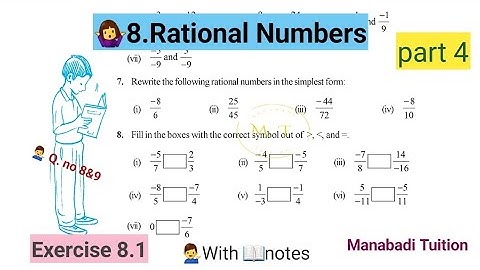 7th class maths|Chapter 8|🤷‍♀️Rational numbers|💁‍♂️Exercise 8.1 |Q no 8&9 |part 4|With notes|