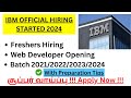 IBM Hiring 2024 Tamil | Freshers Job Opening 2024 | Off campus drive 2024| React JS | Frontend Jobs
