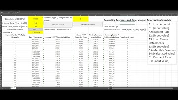 Computing Payments and Generating an Amortization Schedule - Excel - VBA