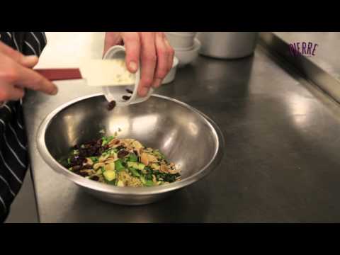 Crepe with quinoa, asparagus and dill dressing