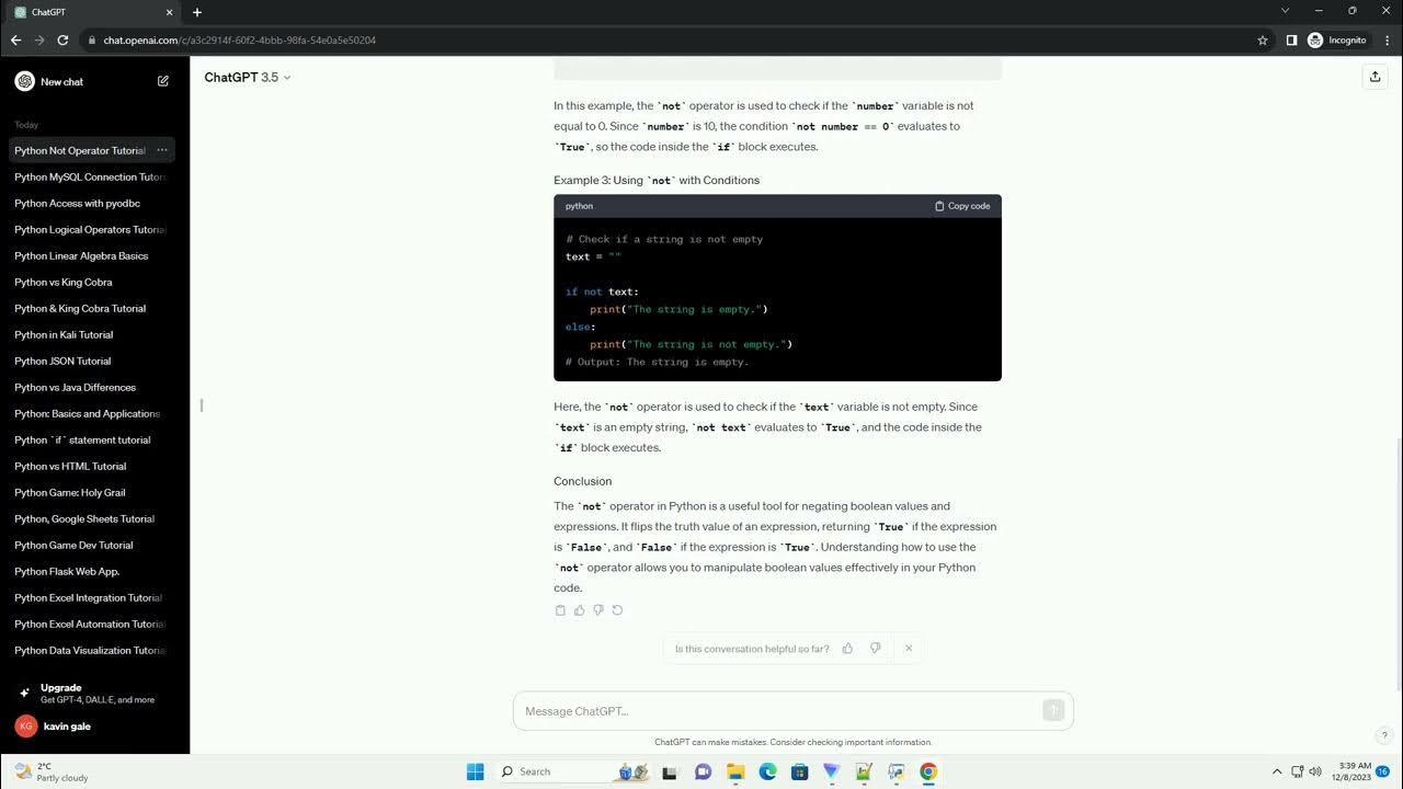 python and not operator - YouTube