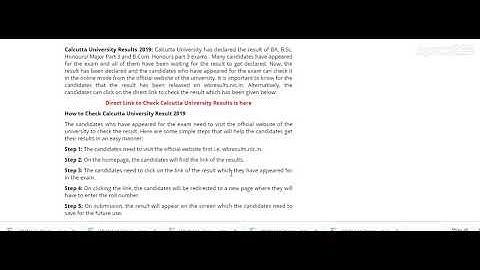 Calcutta University Results 2019 declared for BA, B.Com, B.Sc ...