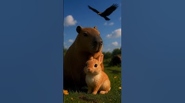 Capybara saves bunny from eagle attack 🦫🐇🦅 #CapybaraRescue #BunnyRescue #AnimalRescue #CuteAnimals"