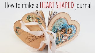 ♡ Heart Shaped Journal ♡ How to make a no-sew Valentine&#39;s day junk journal / card #junkjournalideas