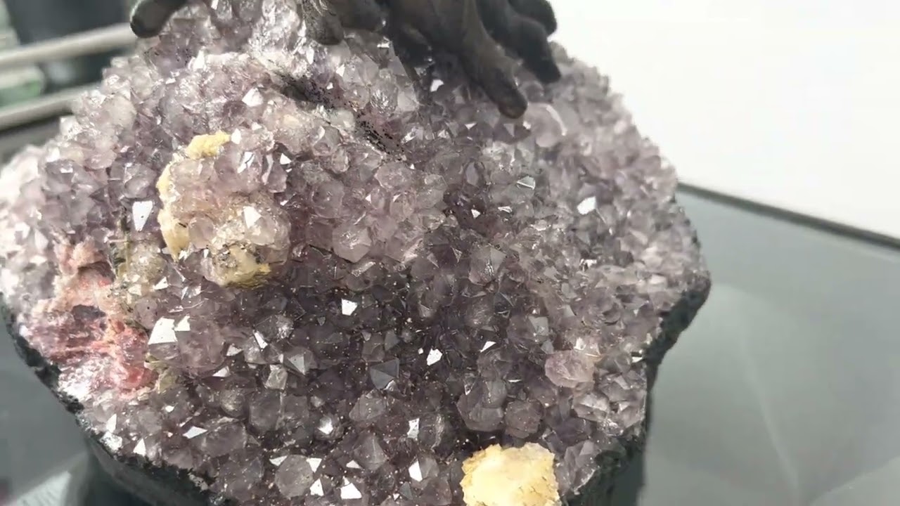 Handmade 70cm Tall Gemstone Tree with Amethyst base and 720 Clear Quartz gems - 