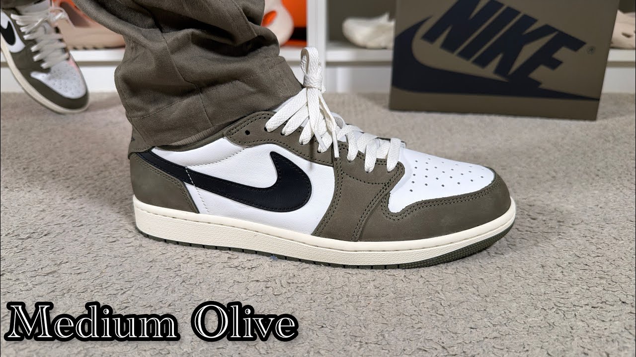 靴 AirJordan1 Low OG Medium Olive Air Jordan 1 Low OG Medium Olive Review& On foot - YouTube