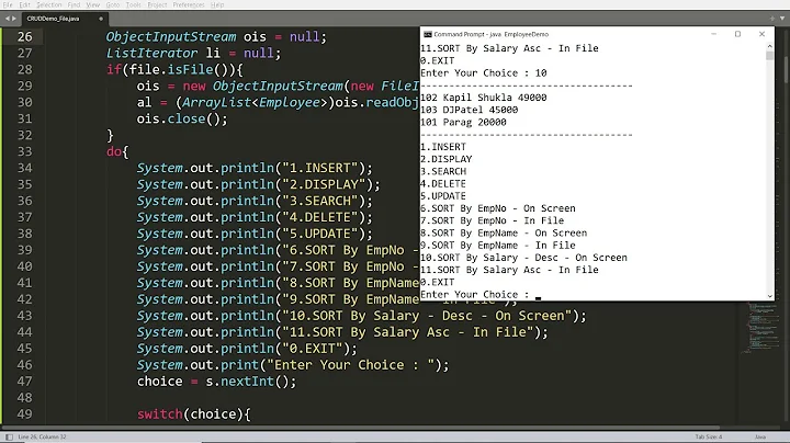 File Handling in Java Insert, Update, Delete, Search, Sort and Display with collection in File