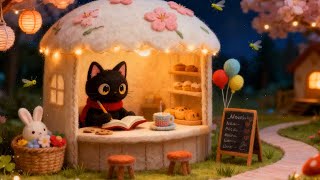 Black Cat's Night Bakery 🌸 Cozy Lofi Music Night Ambience ✨ Soft Lofi to Relaxing & Focus screenshot 1