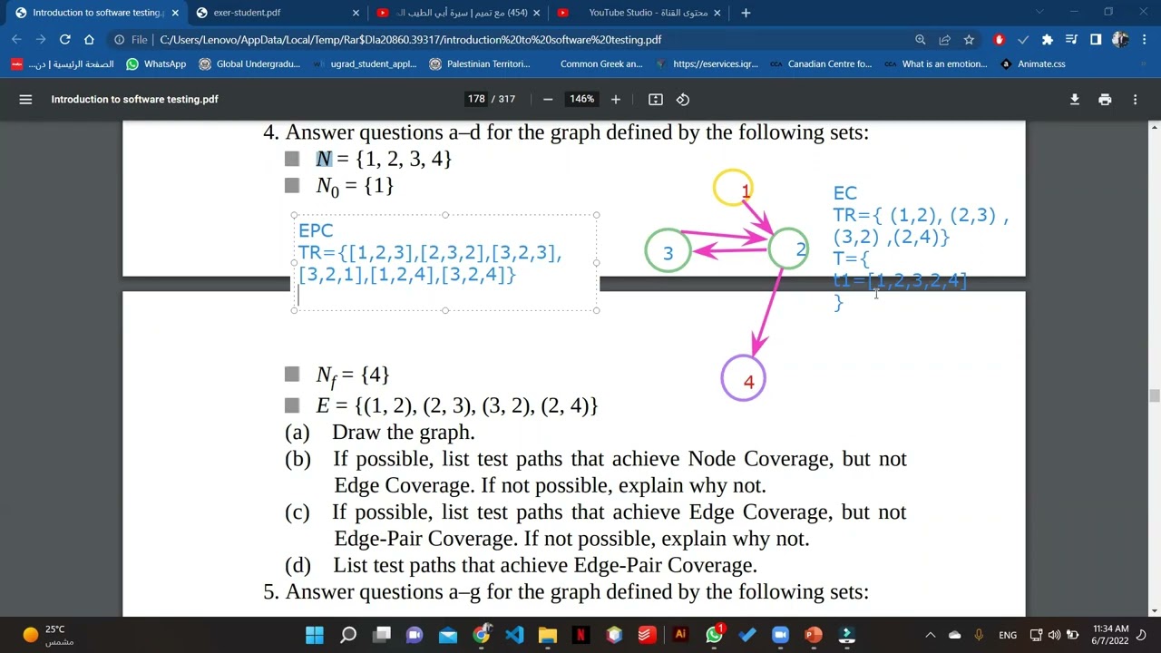 Node Coverage (NC), Edge Coverage (EC) and Edge-Pair Coverage (EPC) exercises