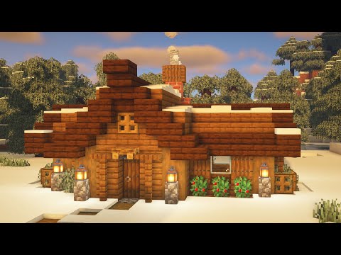 Minecraft: How to build a Winter Log Cabin