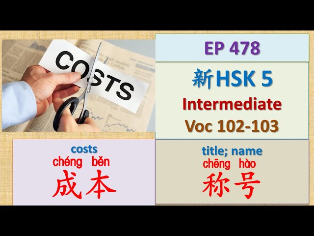 [EP 478] New HSK 5 Voc 102-103 (Intermediate):称号、成本|| 新汉语水平3.0中级词汇5 || Join My Daily Live