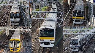 JR総武線E231系、E217系、E257系津田沼駅付近走行シーン