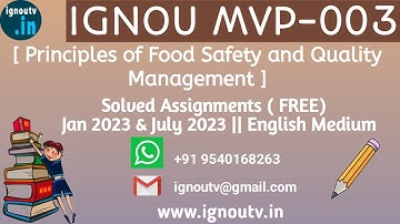 IGNOU MVP-003 Solved Assignment Jan 2023 & July 2023 [FREE] || IGNOU MSCFSQM || IGNOU TV || IGNOU ||