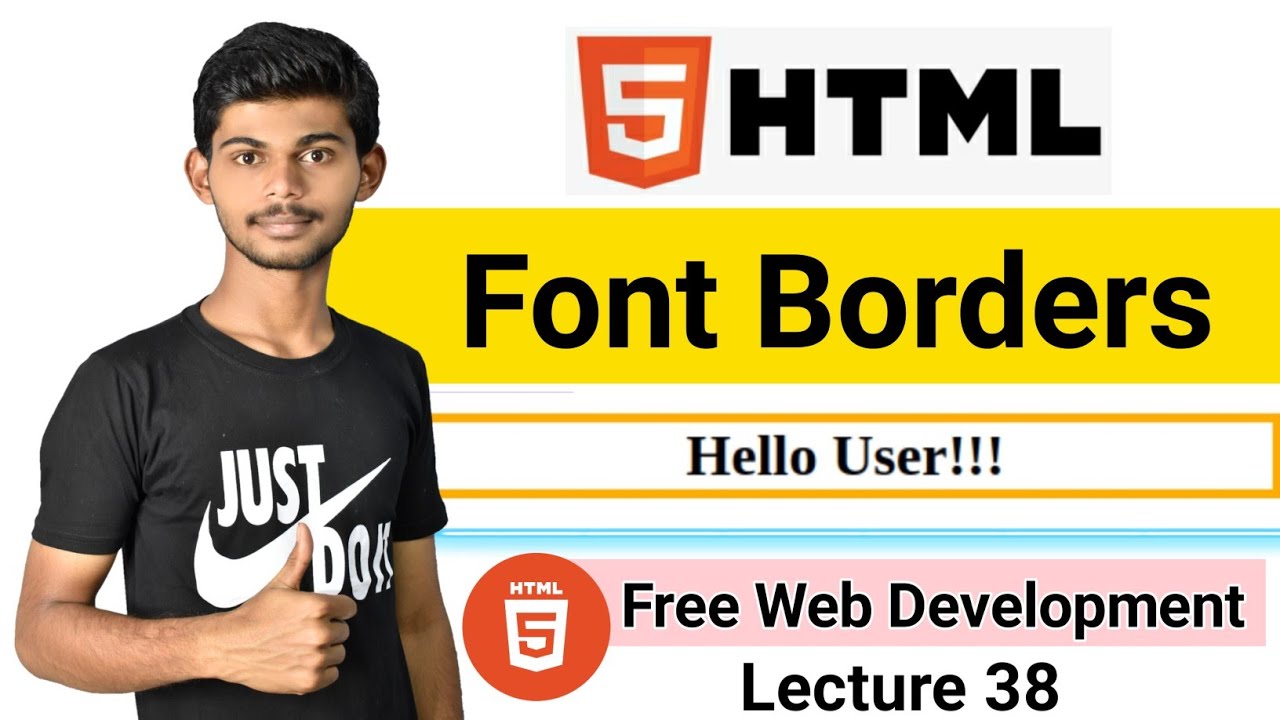 html border  New Update  How To Add Borders To Font In Html | Html | Free Web Development | Lecture 38