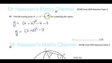 0580/02/SP/20 (IGCSE) 2020 Specimen Paper 2  Q25 Applications of Completing the Square