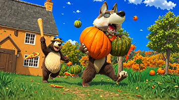 🎃 Pumpkin Heist Gone Wrong! Bear vs Wolf in Crazy Chase 😂