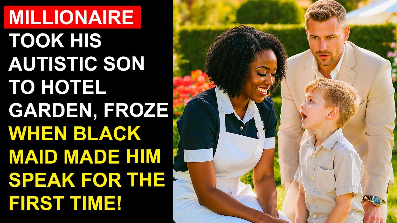 Millionaire Took His Autistic Son to Hotel Garden, Froze When Black Maid Made Him Speak for the...