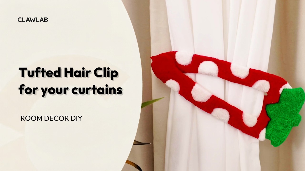 DIY Tufted Strawberry Curtain Clip | Cute Room Decor Tutorial